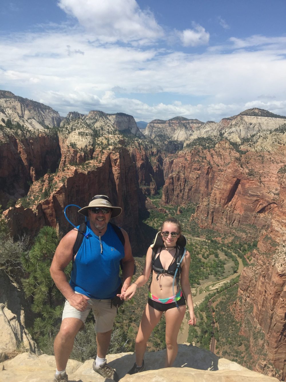 Melissa and Dwayne atop of Angel's Landing in Zion Canyon, Utah (Note that Dwayne has a fear of heights)